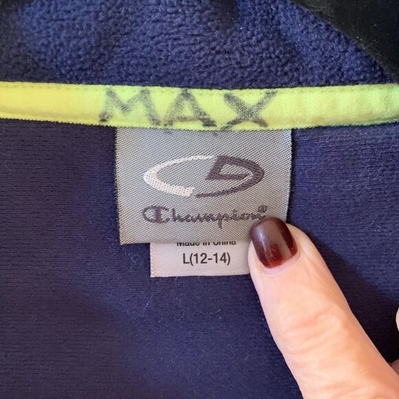Champion C9 Blue Jacket Youth Sz L 12-14 Full Zip Polyester Fleece Fuzzy Quilted - Picture 10 of 11